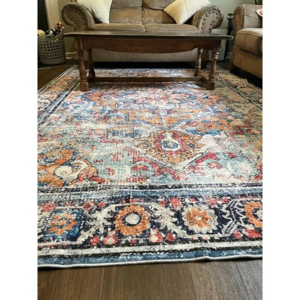 New 6x9 Washable Boho Vintage Rug Non-Shedding Carpet for Home & Room Decor